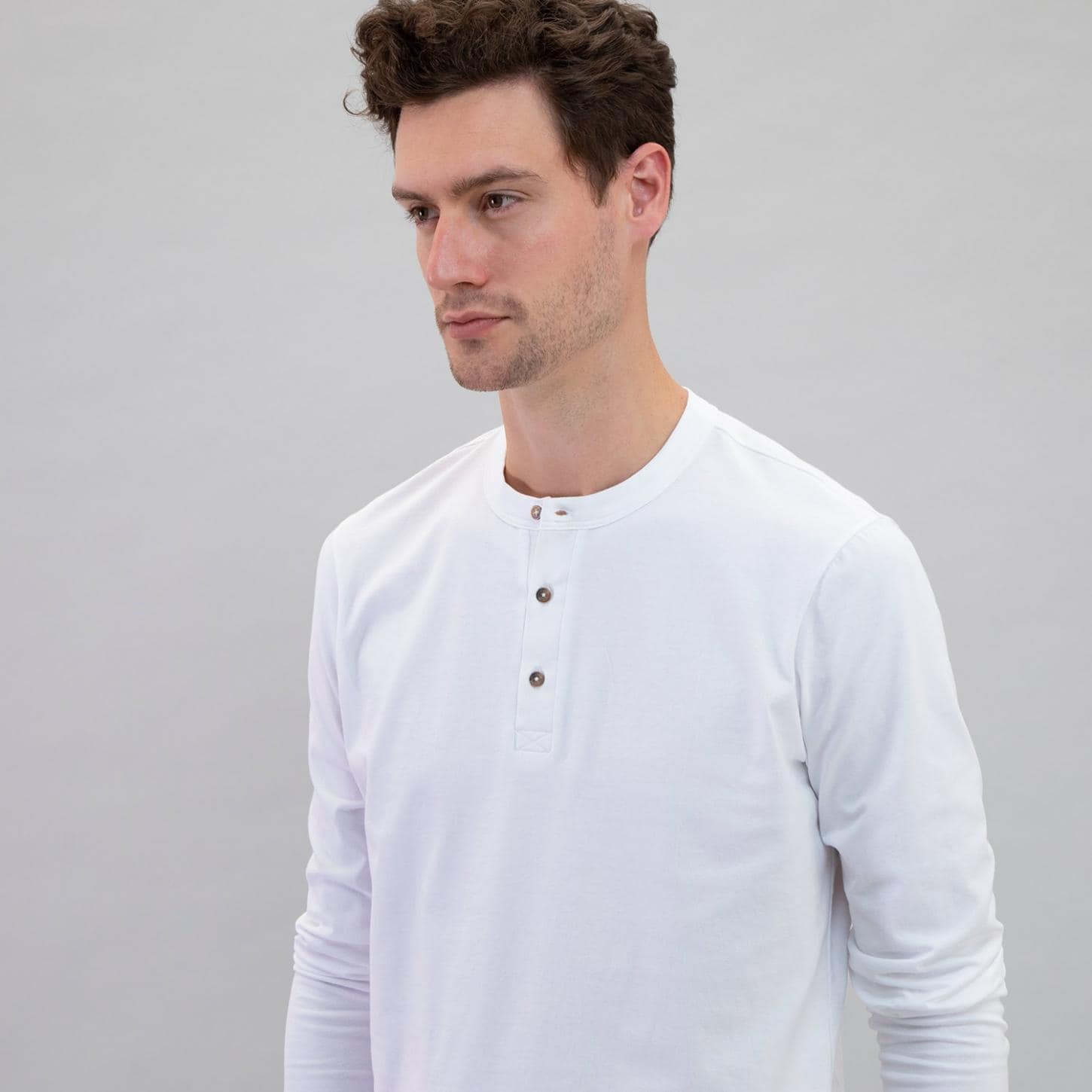 Long Sleeve Henley Men S White T Shirt Made In Usa