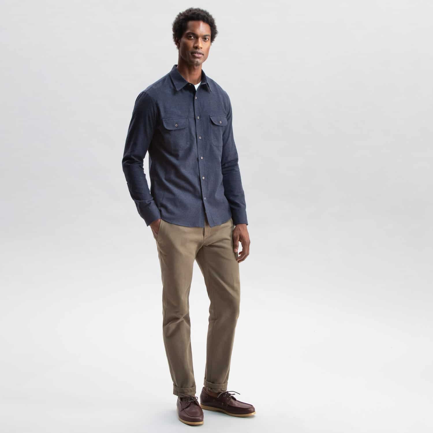 Prince Charles Navy - Cotton & Cashmere Shirt - Made in USA