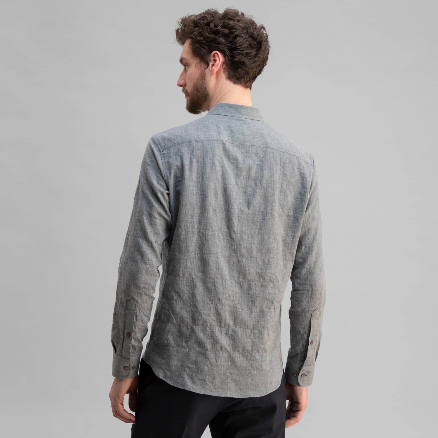 Japanese Soft Cotton Herringbone Shirt Grey