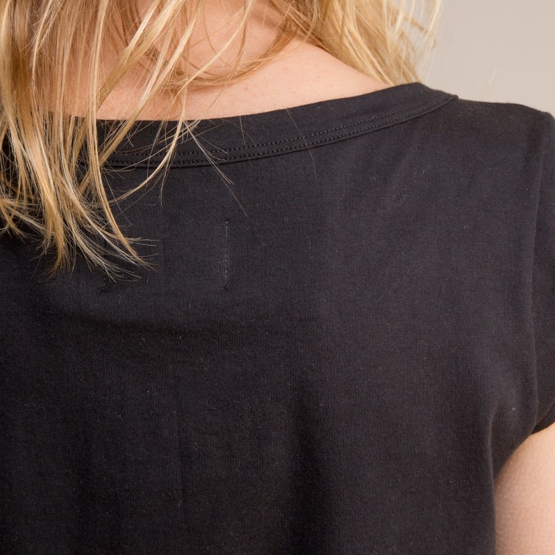 Cap Sleeve A-line T-shirt - Black - Back view